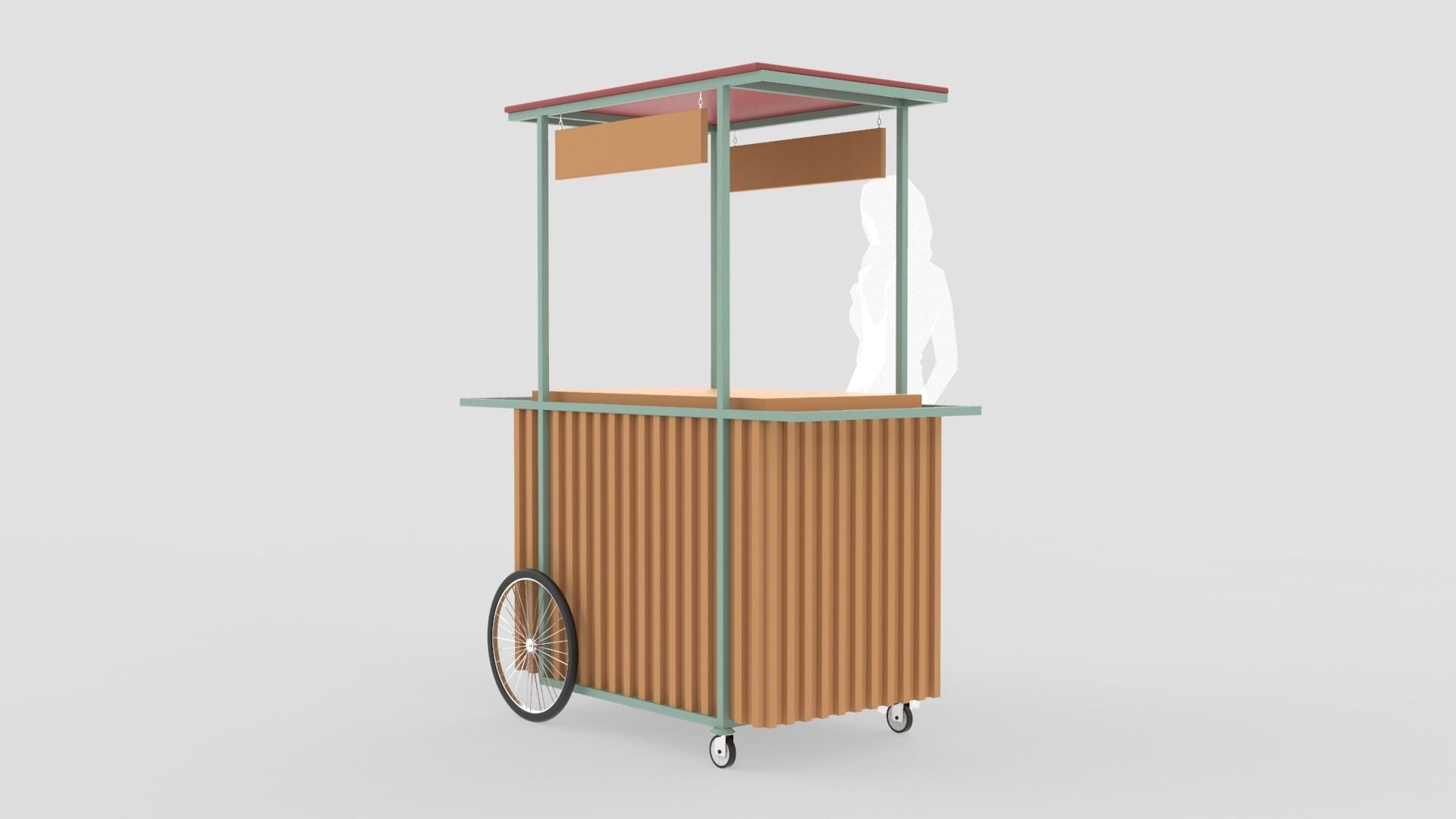 Wooden Push Cart 3D model_2