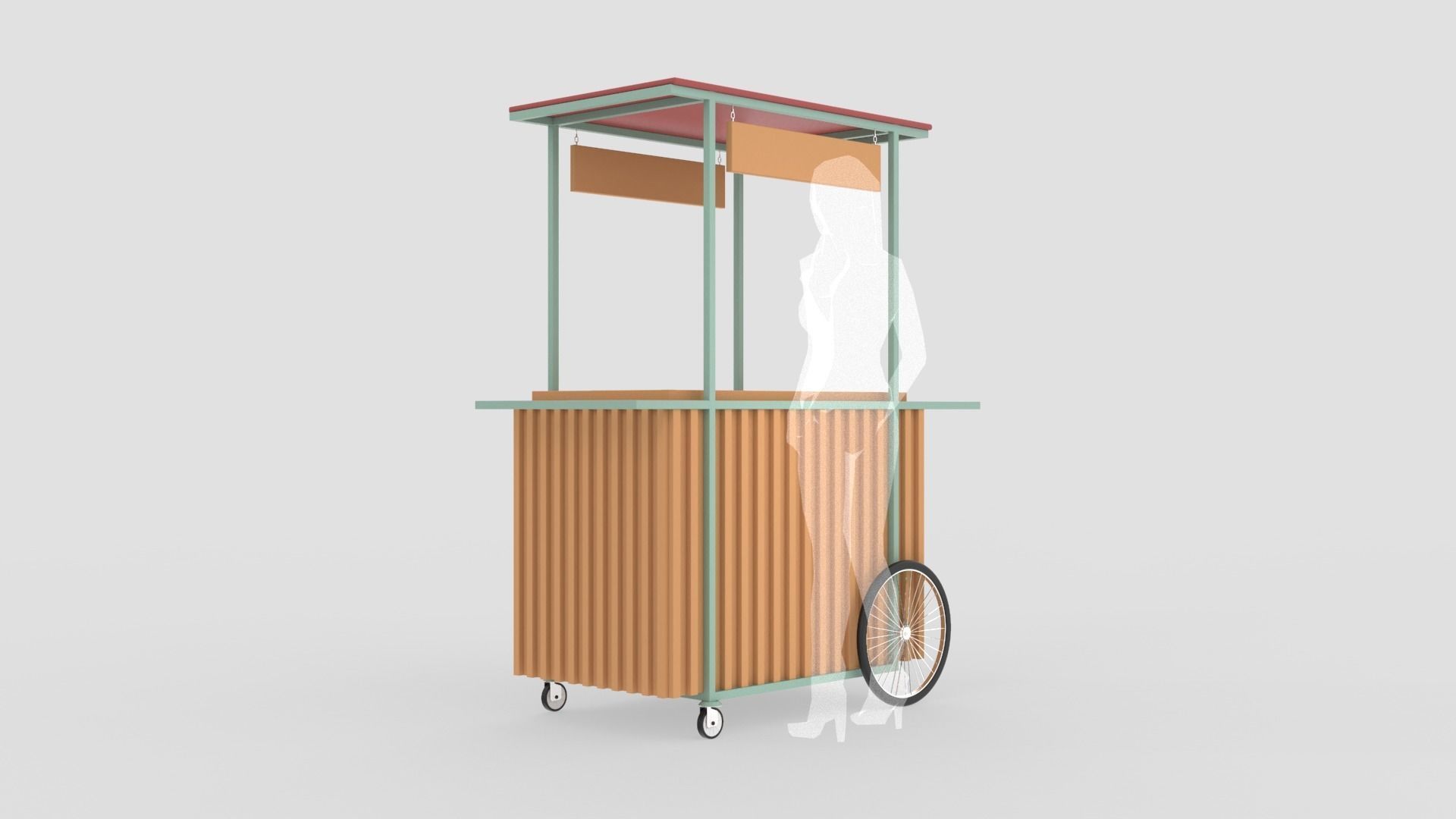 Wooden Push Cart 3D model_3