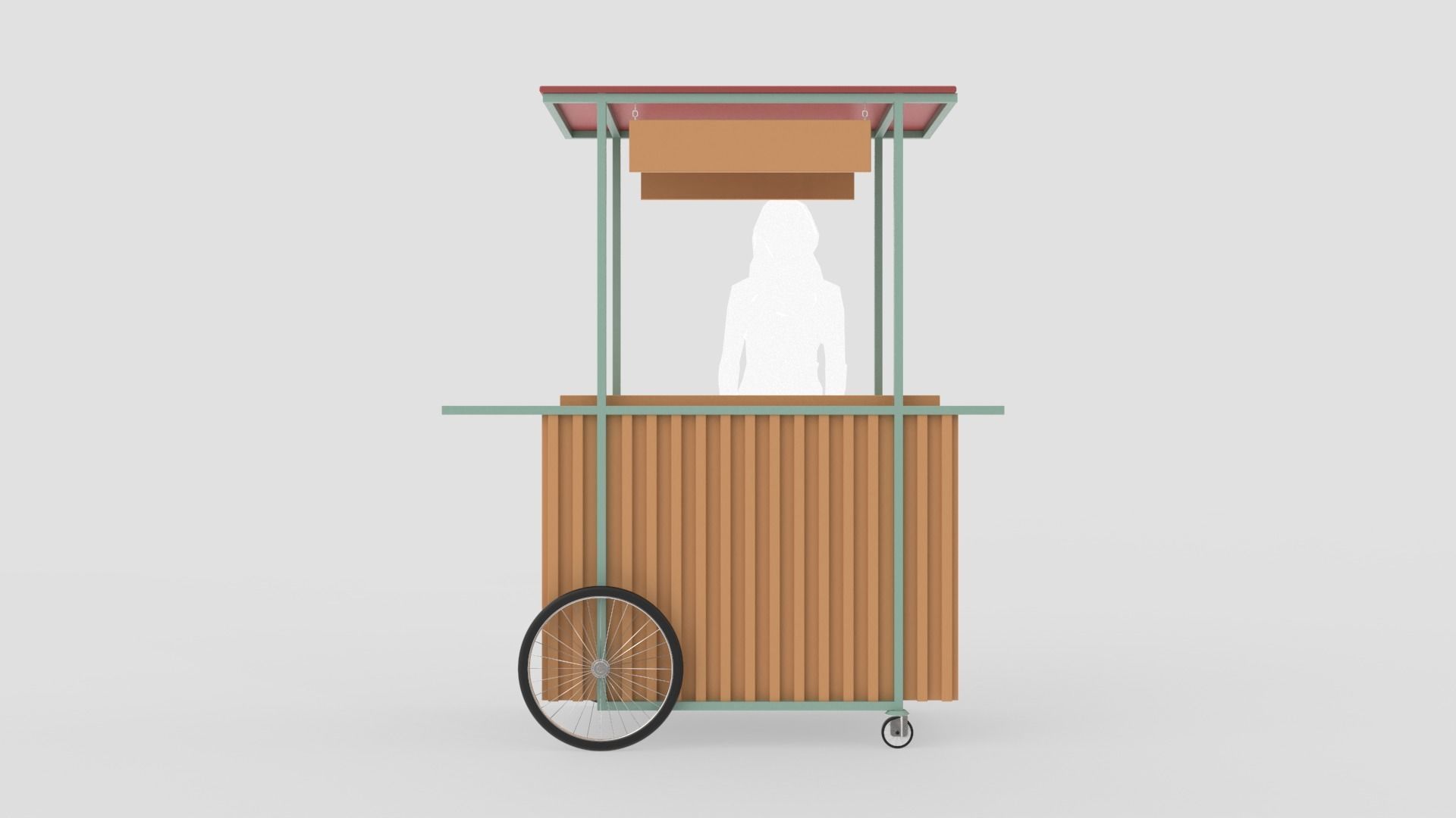 Wooden Push Cart 3D model_1
