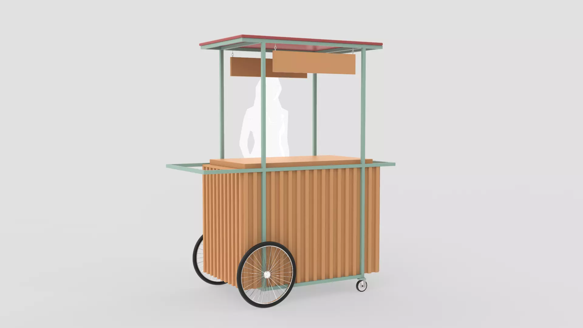 Wooden Push Cart 3D model_0
