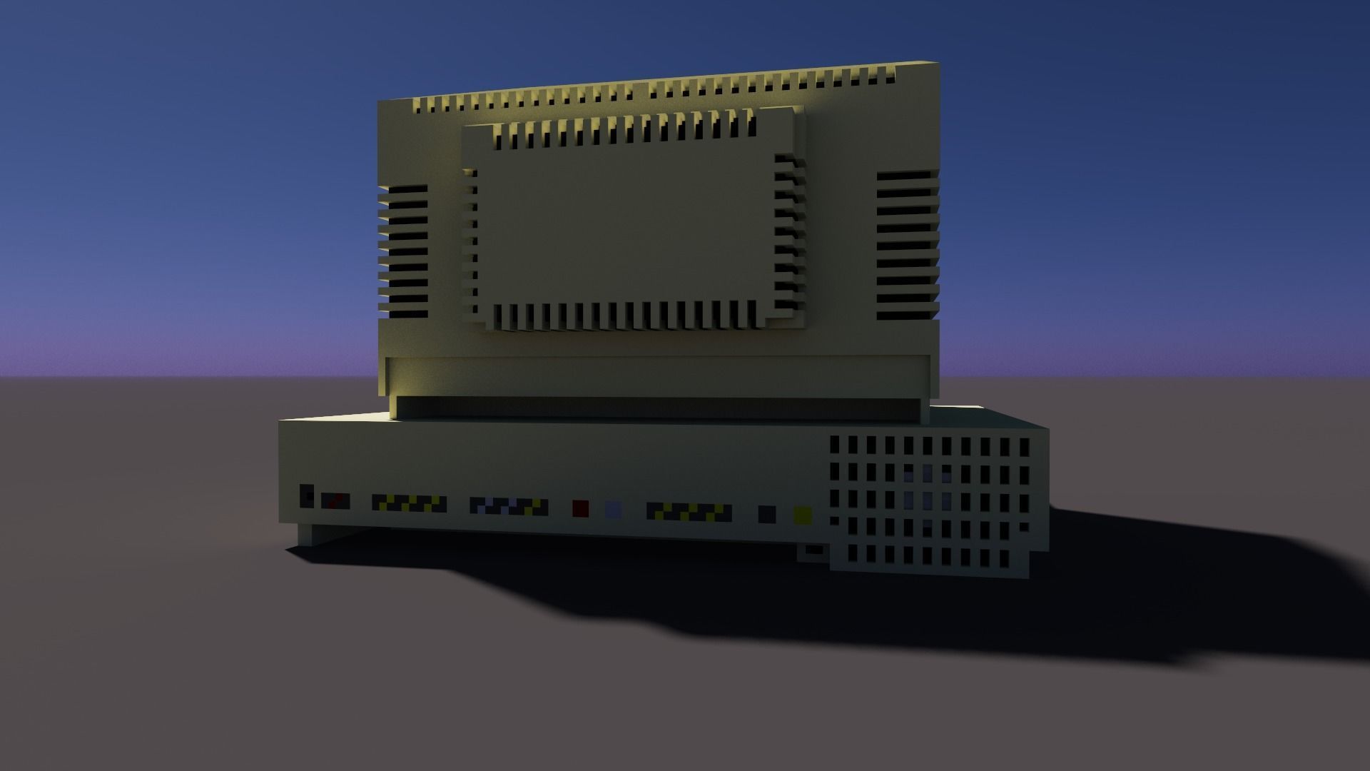 Old PC in voxel graphics Low-poly 3D model_4