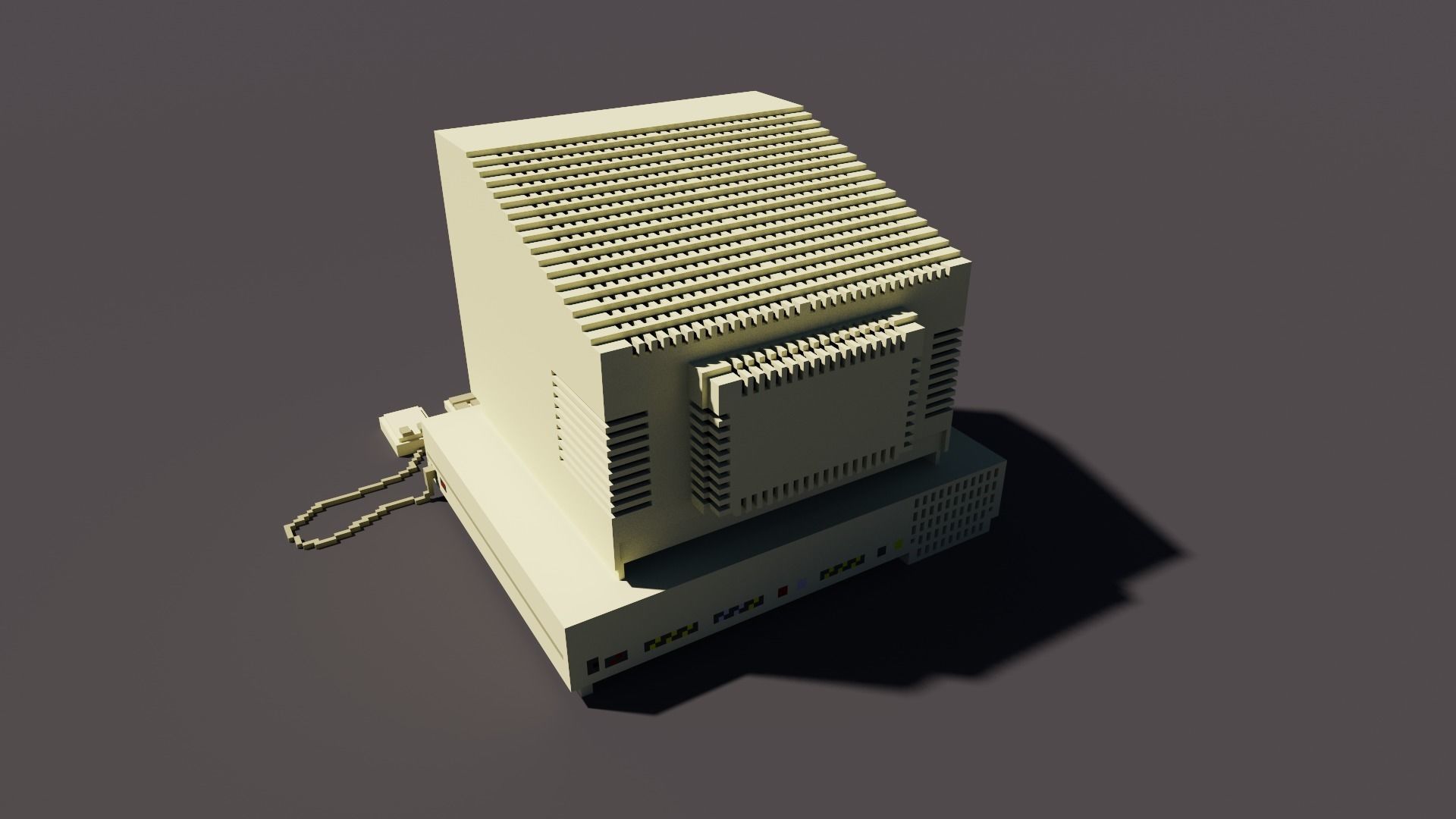 Old PC in voxel graphics Low-poly 3D model_3