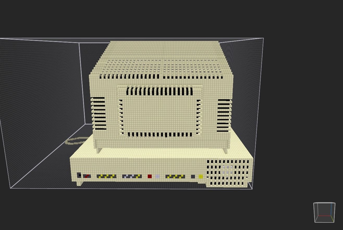 Old PC in voxel graphics Low-poly 3D model_7
