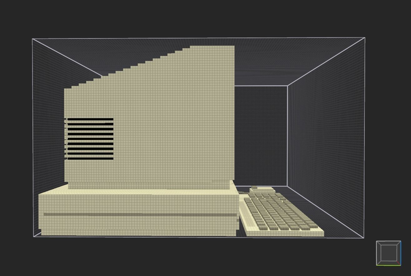 Old PC in voxel graphics Low-poly 3D model_6