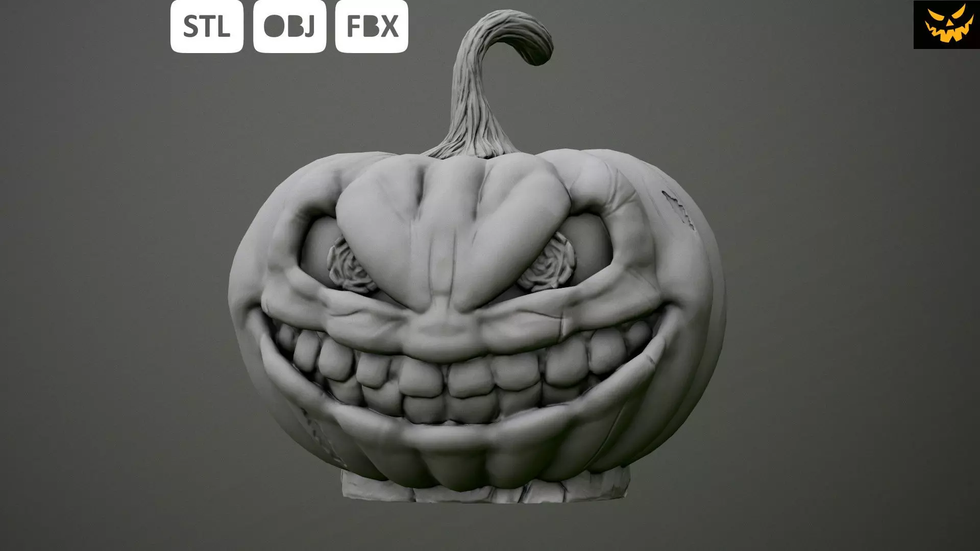 Pumpkin with scary face Free 3D print model_0