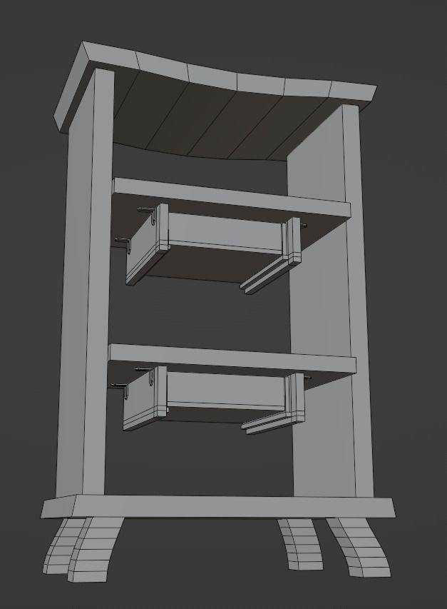 Stylized medieval cupboards pack Low-poly 3D model_30