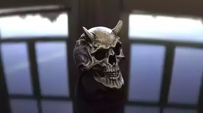  Demon the Horned Skull Ring Stl 3D Model Silver Casting 3D 
