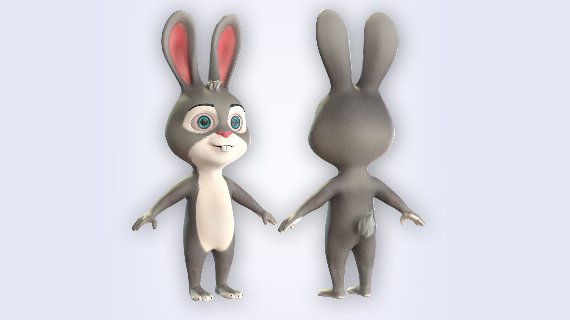 Cartoon Bunny Natural Low-poly 3D model_4