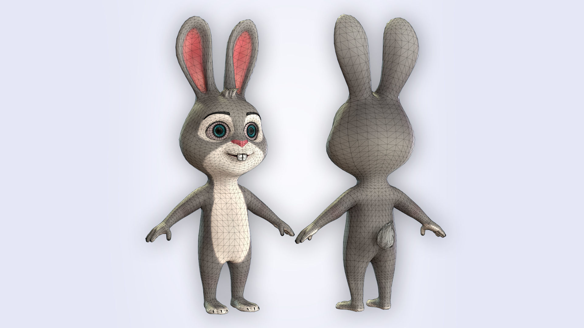 Cartoon Bunny Natural Low-poly 3D model_5