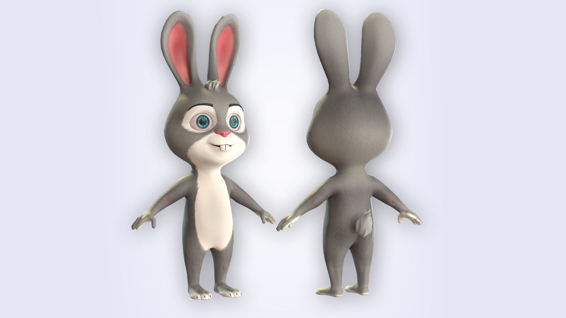 Cartoon Bunny Natural Low-poly 3D model_3