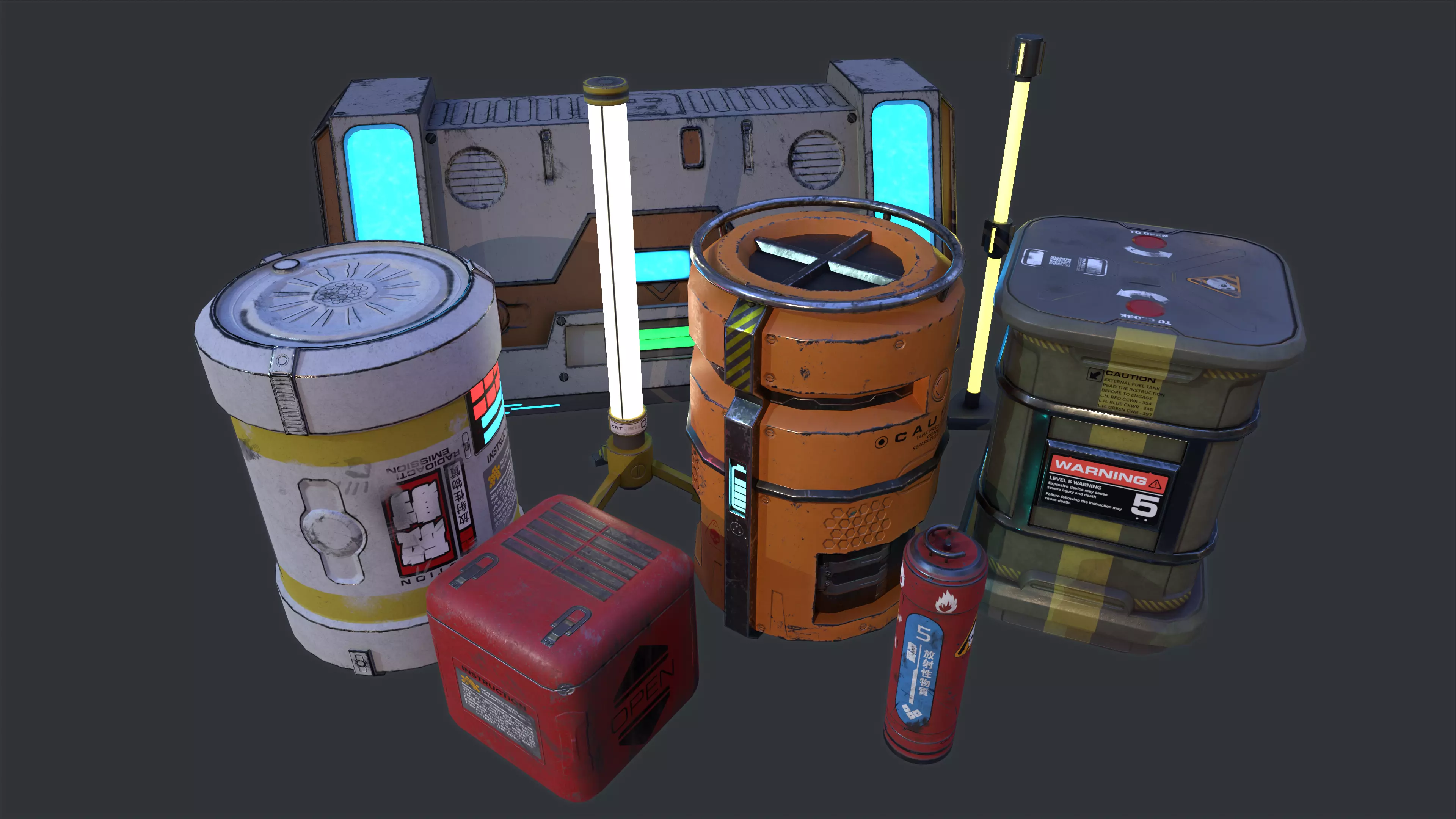 SciFi Industrial Warehouse Crate Collection Low-poly 3D model