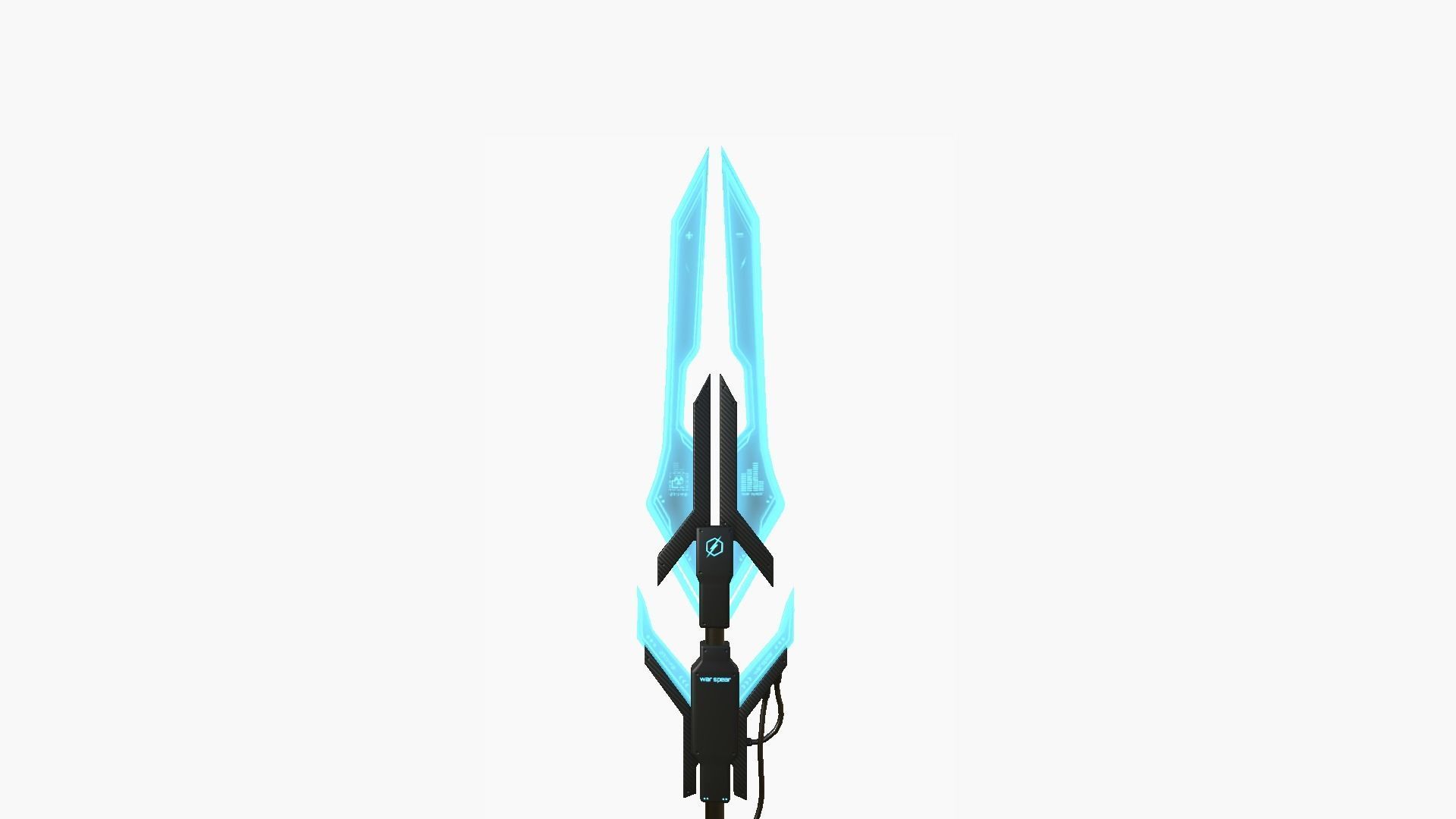 SciFi War Spear A01 Black Blue - Character Design Fashion Low-poly 3D model_3