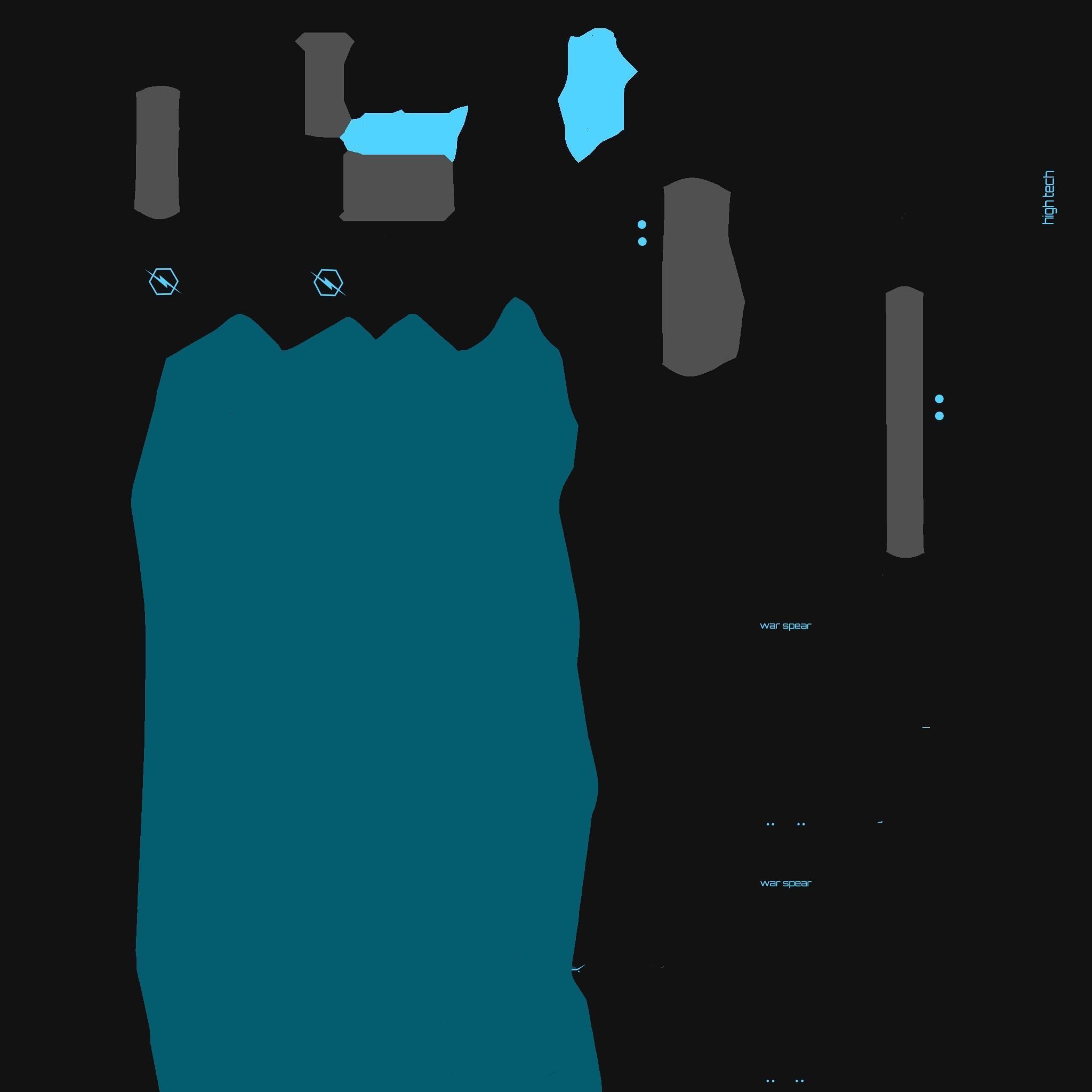 SciFi War Spear A01 Black Blue - Character Design Fashion Low-poly 3D model_19