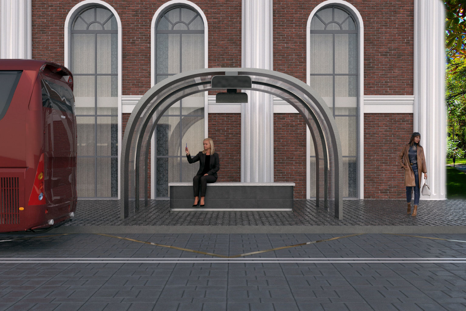 BUS STOP MINIMAL Low-poly 3D model_1