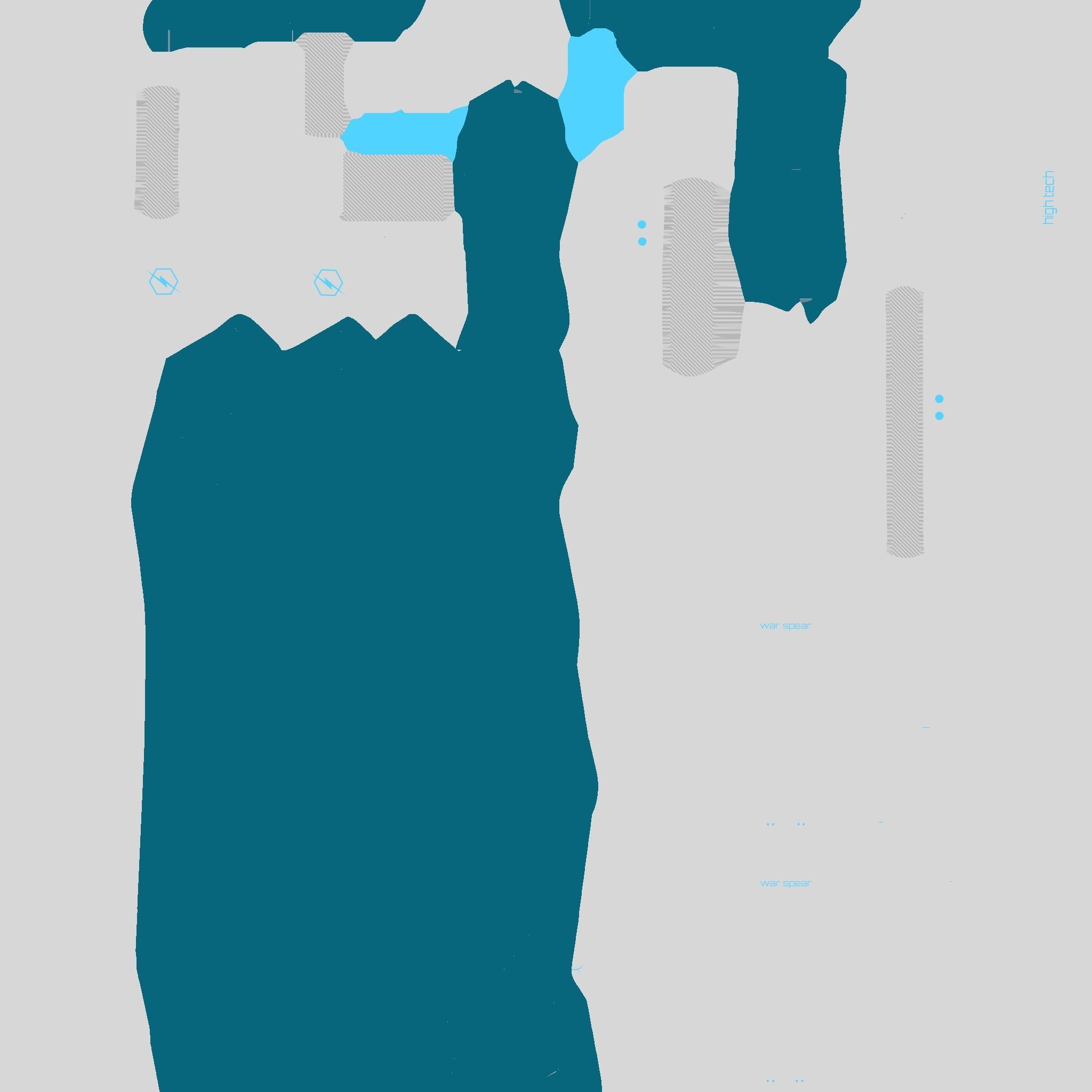 SciFi War Spear A02 White Blue - Character Design Fashion Low-poly 3D model_19