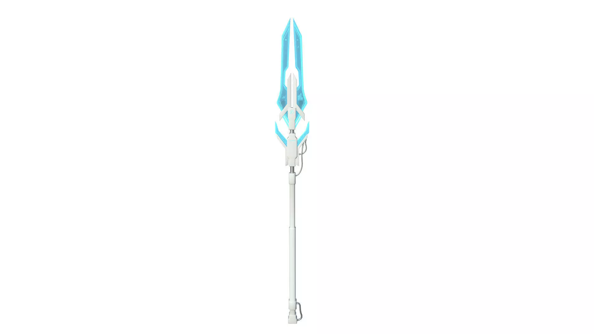 SciFi War Spear A02 White Blue - Character Design Fashion Low-poly 3D model_0