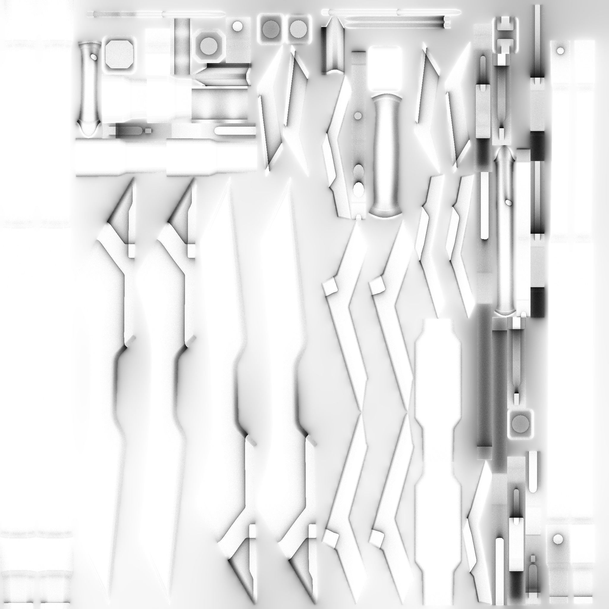 SciFi War Spear A02 White Blue - Character Design Fashion Low-poly 3D model_18