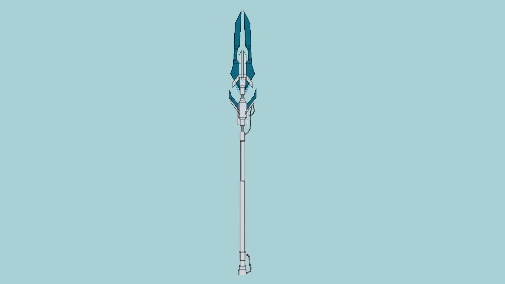 SciFi War Spear A02 White Blue - Character Design Fashion Low-poly 3D model_6