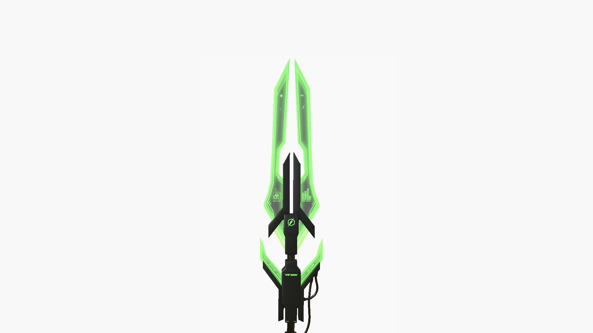 SciFi War Spear A03 Black Green - Character Design Fashion Low-poly 3D model_3