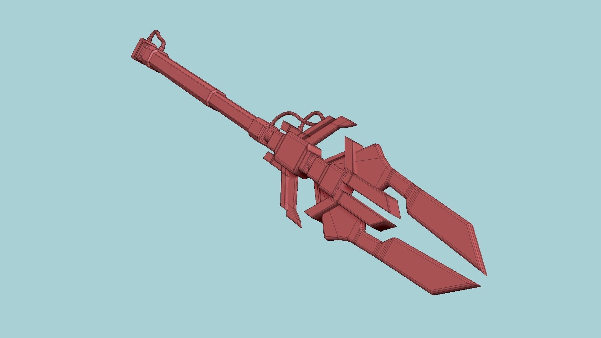 SciFi War Spear A03 Black Green - Character Design Fashion Low-poly 3D model_14