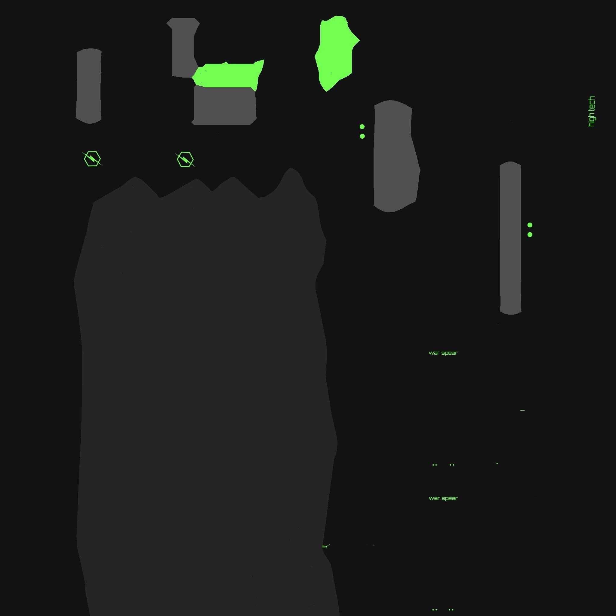 SciFi War Spear A03 Black Green - Character Design Fashion Low-poly 3D model_19