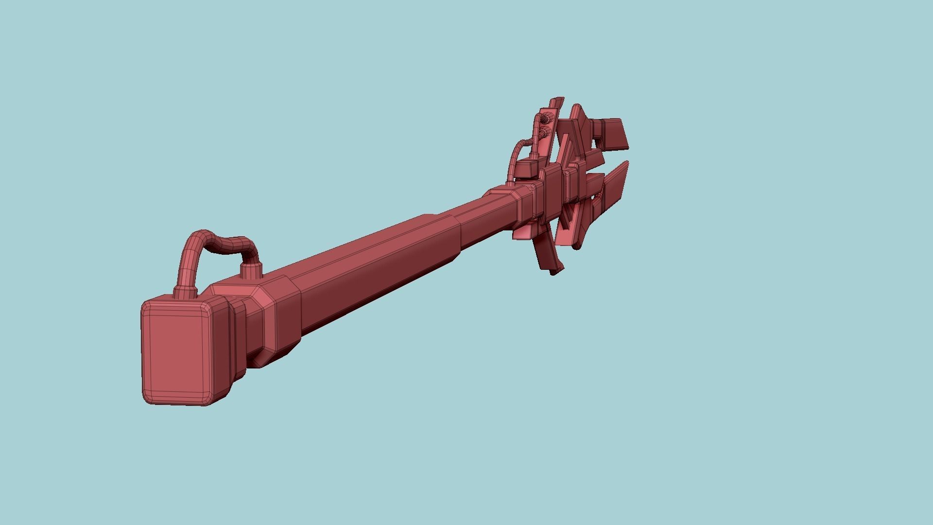 SciFi War Spear A04 Black Red - Character Design Fashion Low-poly 3D model_17