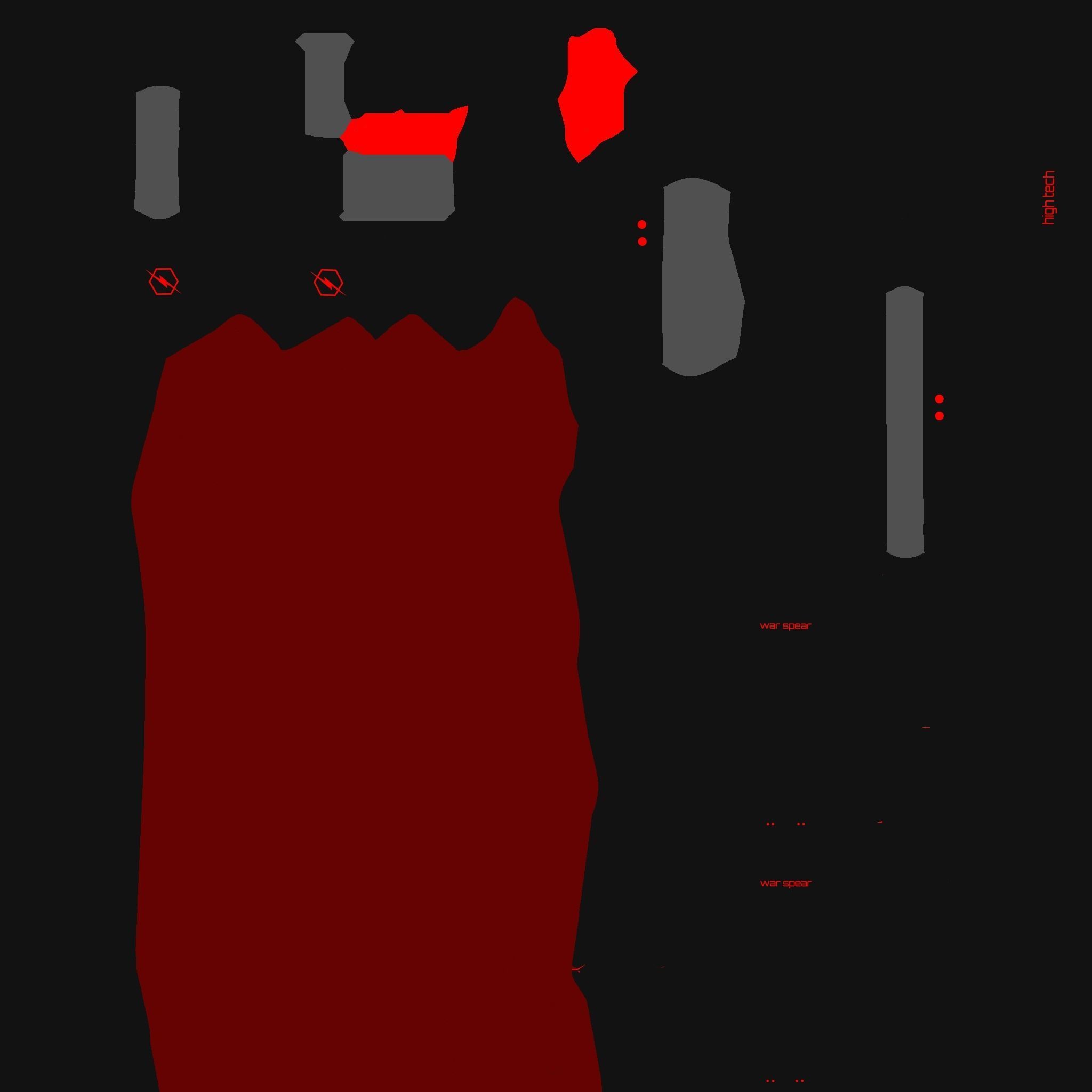 SciFi War Spear A04 Black Red - Character Design Fashion Low-poly 3D model_19