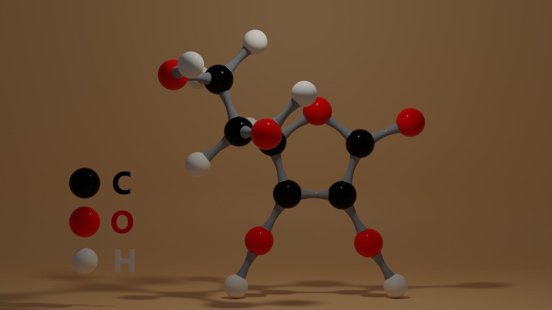 Ascorbic Acid Vitamin C Molecular C6H8O6 Low-poly 3D model_7