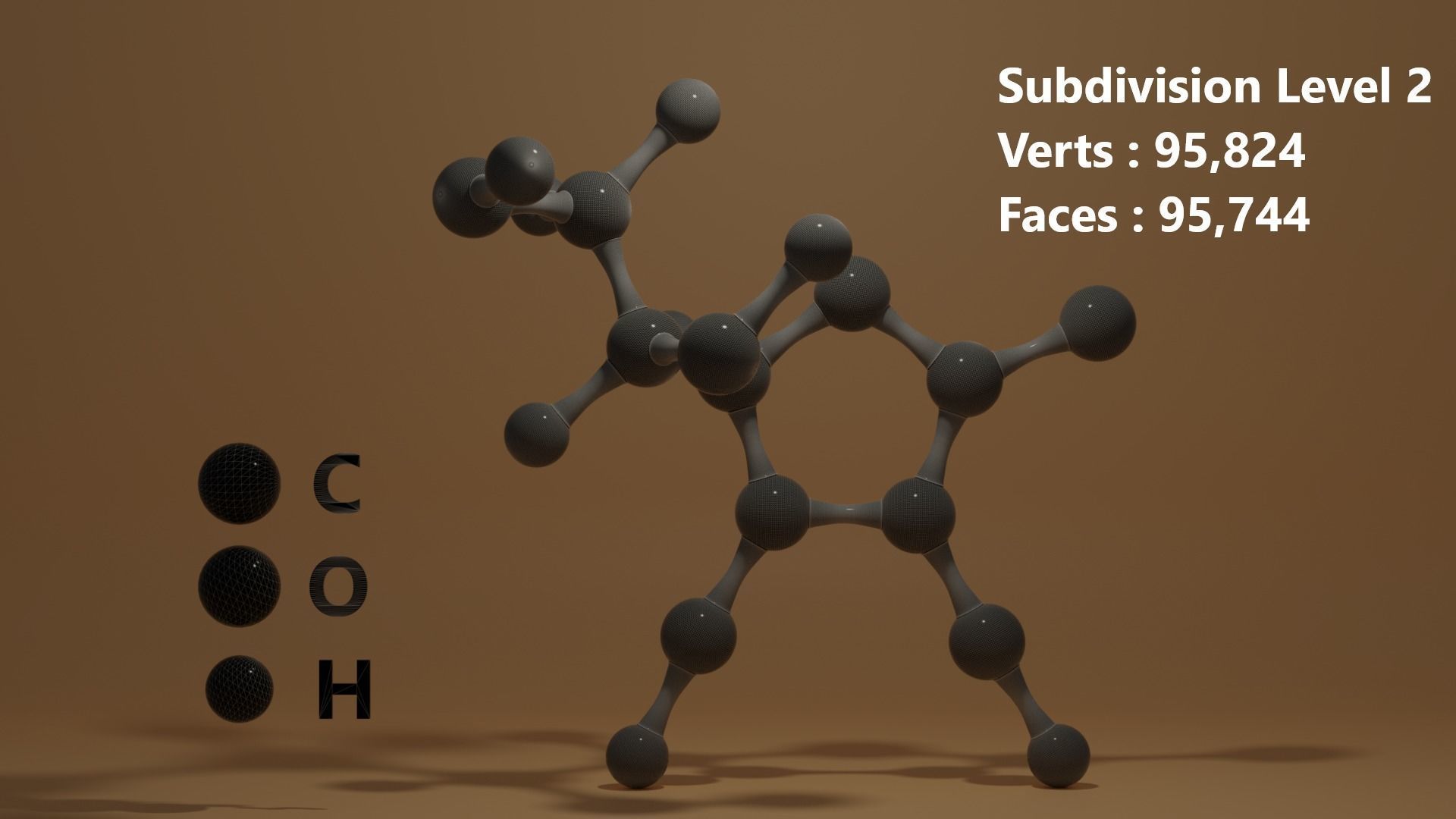 Ascorbic Acid Vitamin C Molecular C6H8O6 Low-poly 3D model_14