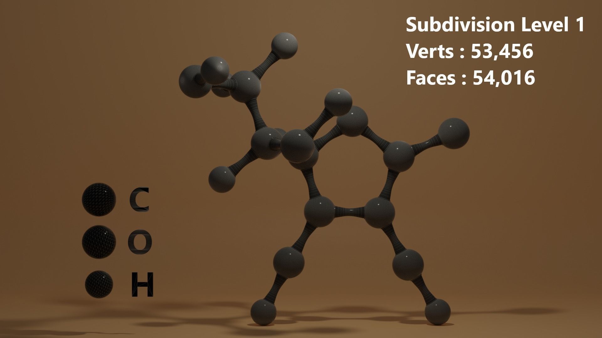 Ascorbic Acid Vitamin C Molecular C6H8O6 Low-poly 3D model_15