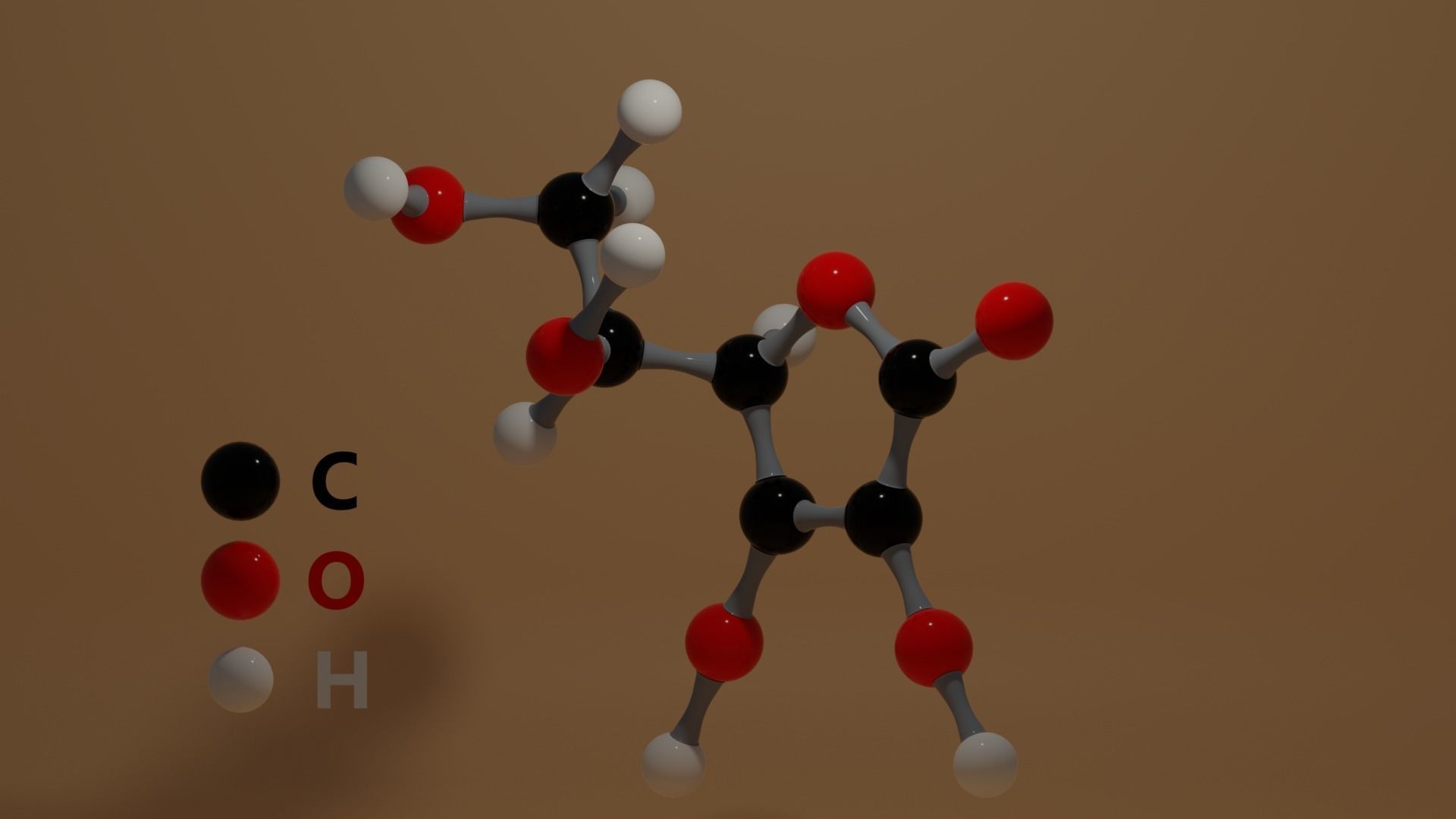 Ascorbic Acid Vitamin C Molecular C6H8O6 Low-poly 3D model_10
