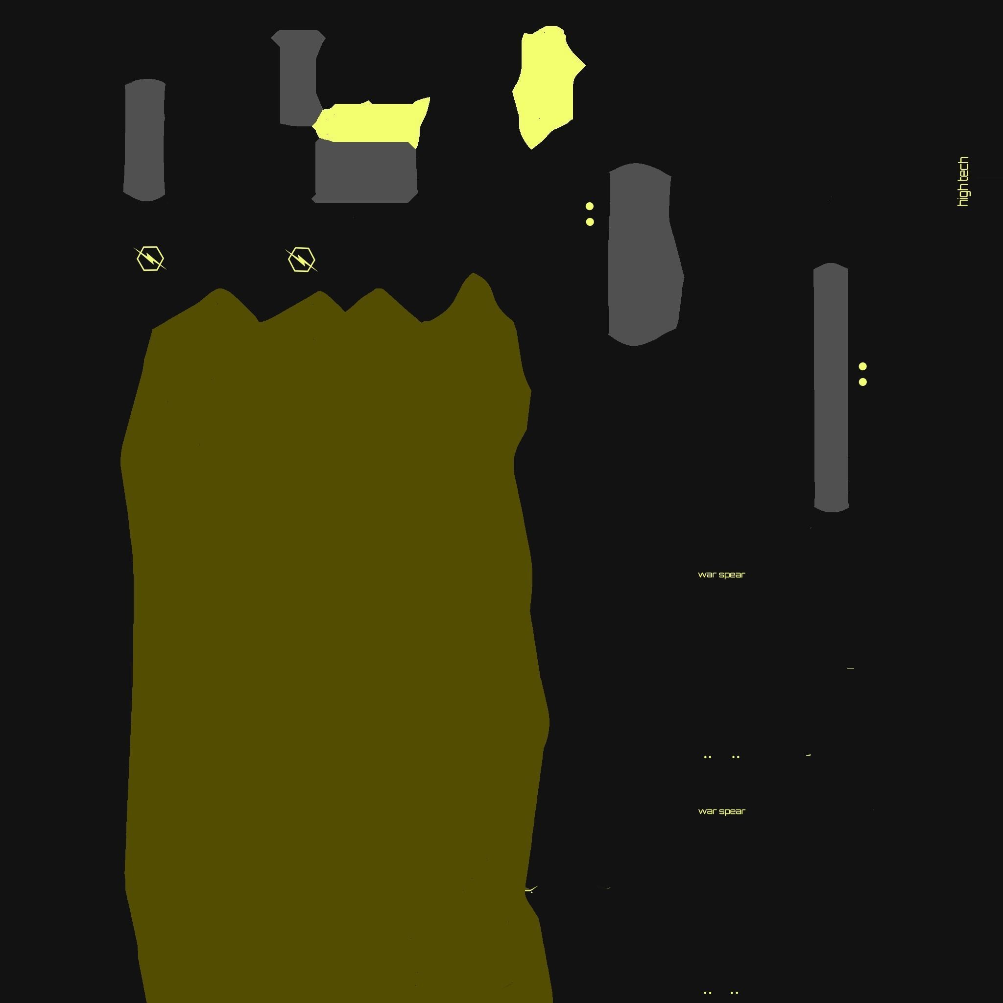 SciFi War Spear A05 Black Yellow - Character Design Fashion Low-poly 3D model_19