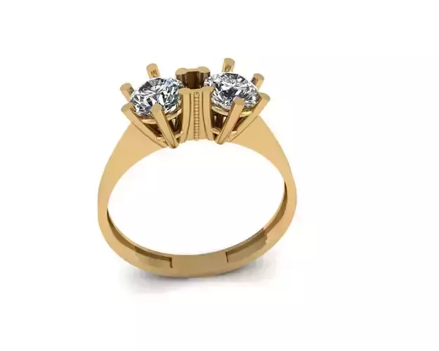 2 Stone Engagement  Anniversary Ring 5 MM 3D print model