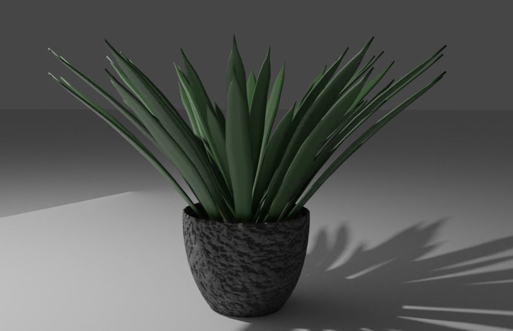 Low poly grass plant Low-poly 3D model_1
