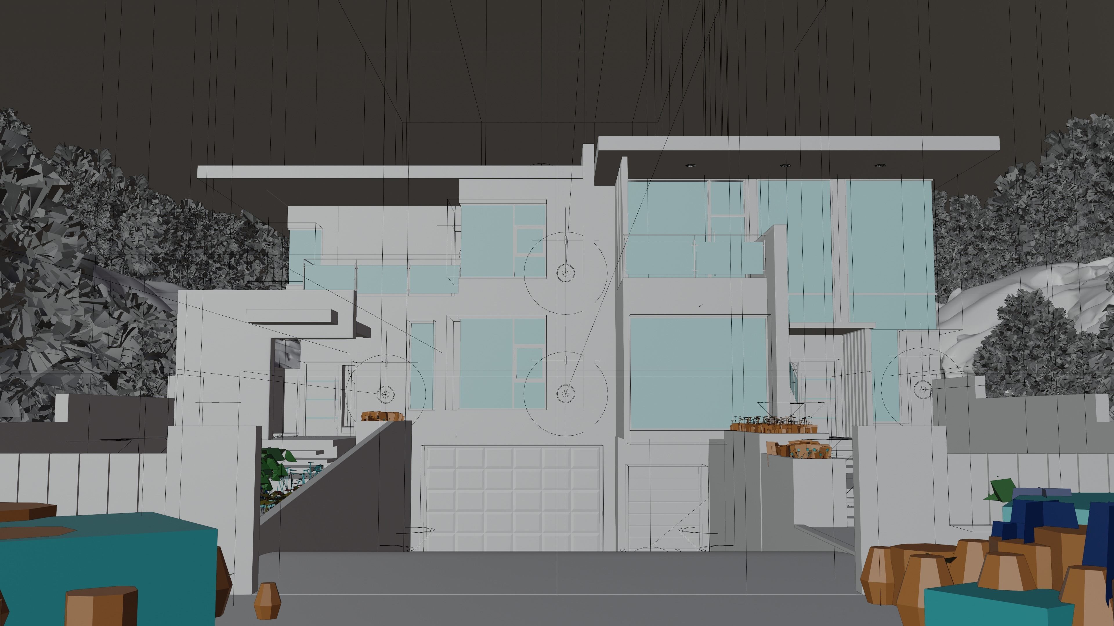 WIde View Modern House 3D model_5