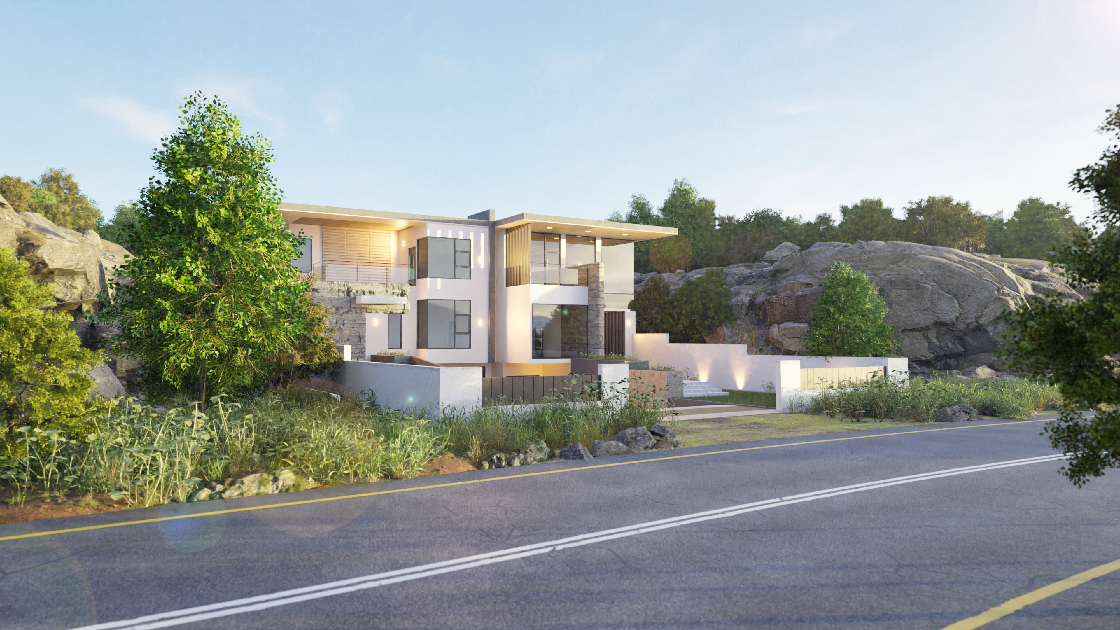 WIde View Modern House 3D model_3