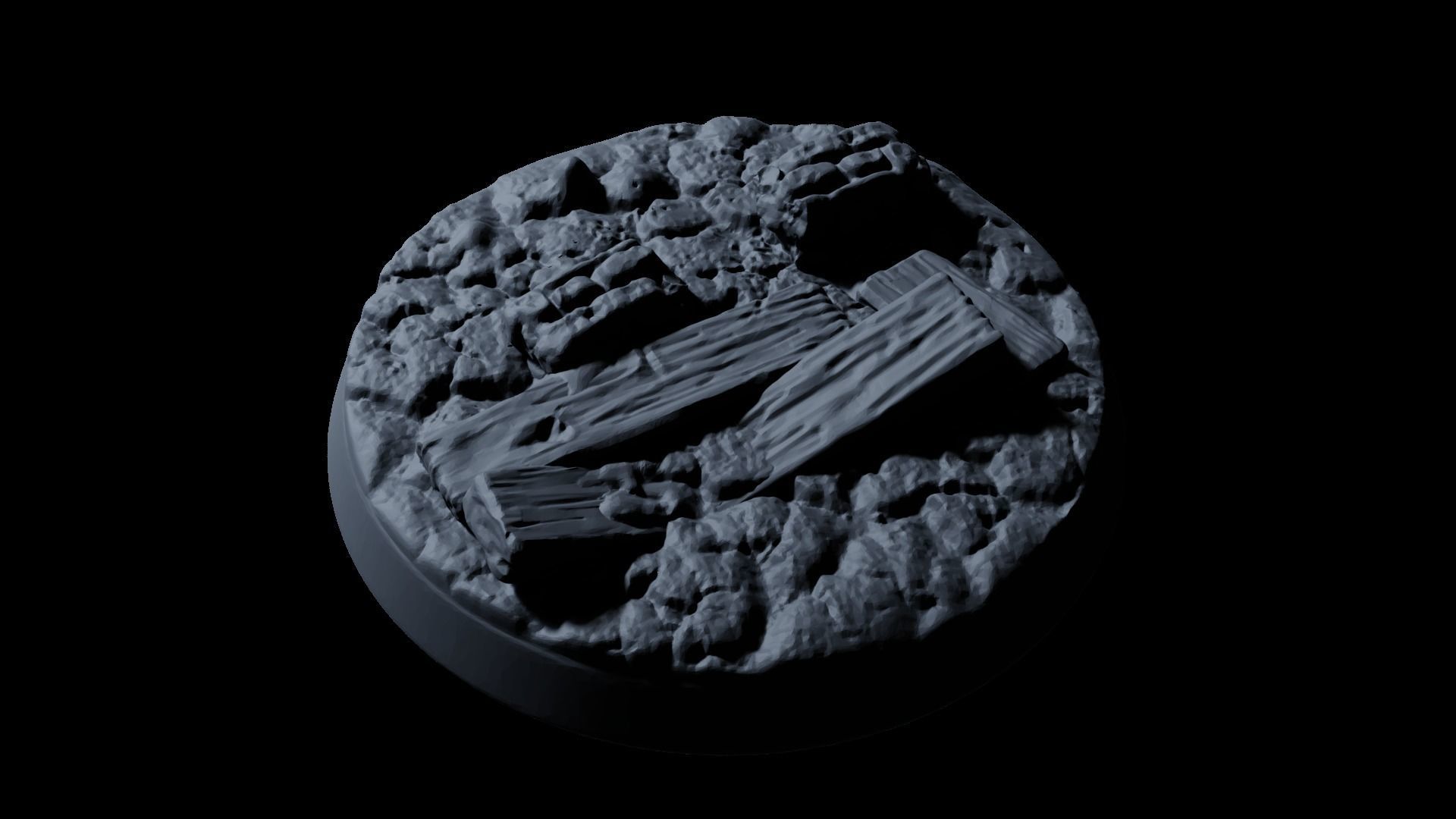 Rubble Ruins Miniature Bases 32mm 3D print model_17
