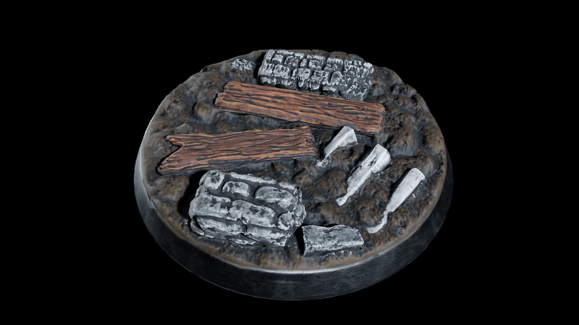 Rubble Ruins Miniature Bases 32mm 3D print model_12