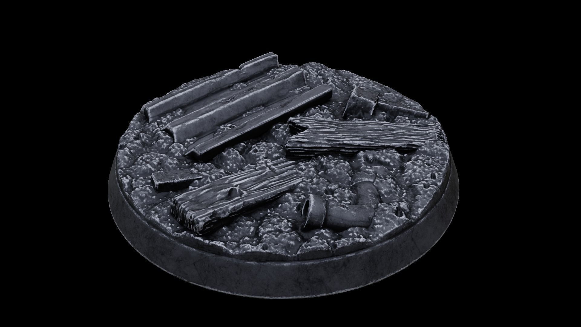 Rubble Ruins Miniature Bases 32mm 3D print model_10