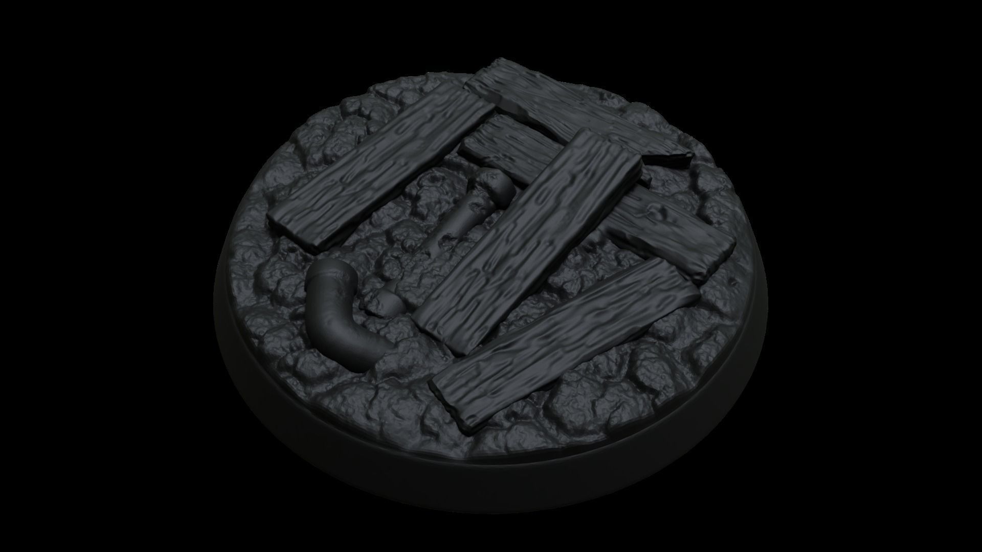 Rubble Ruins Miniature Bases 32mm 3D print model_21