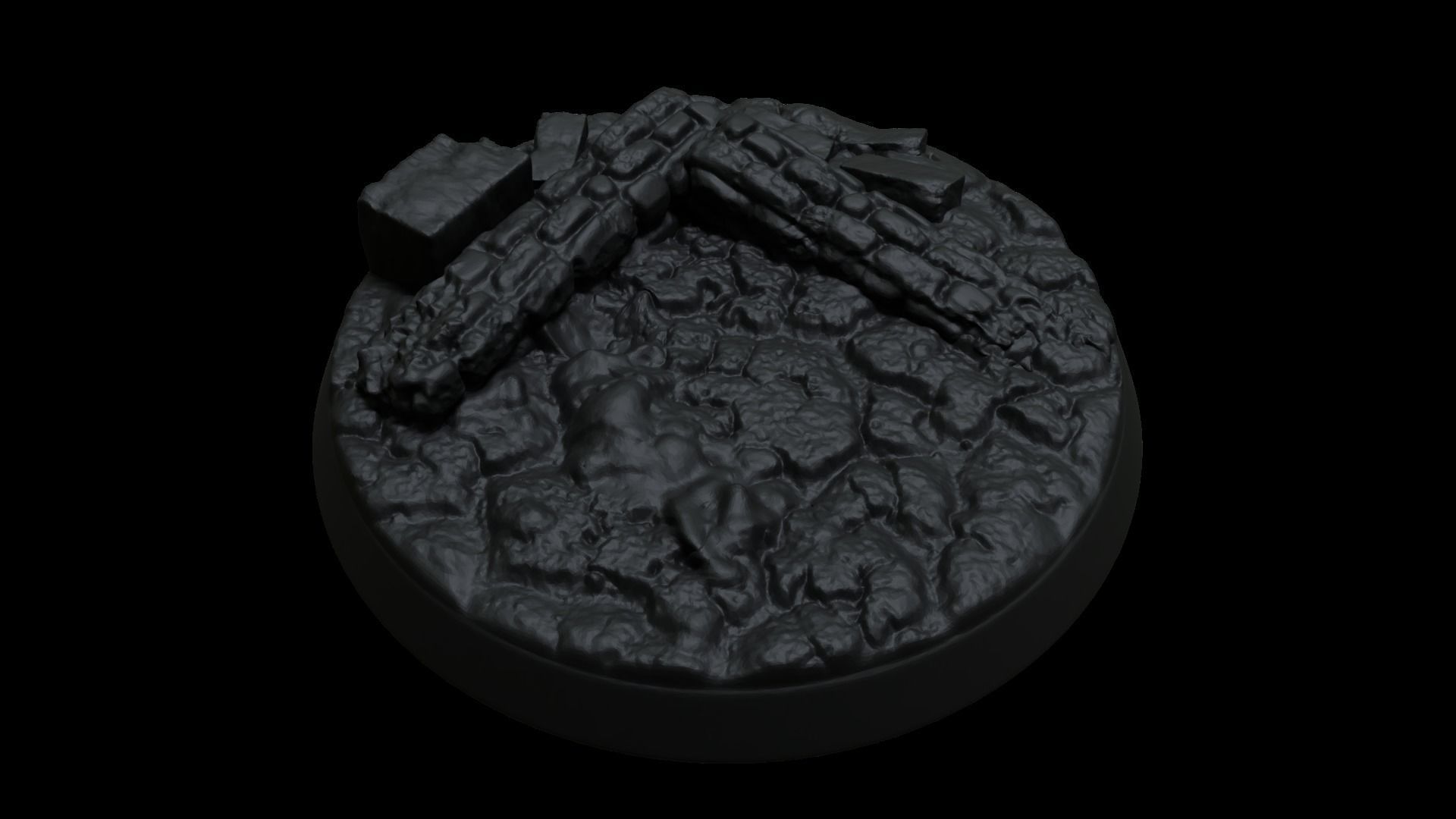 Rubble Ruins Miniature Bases 32mm 3D print model_23