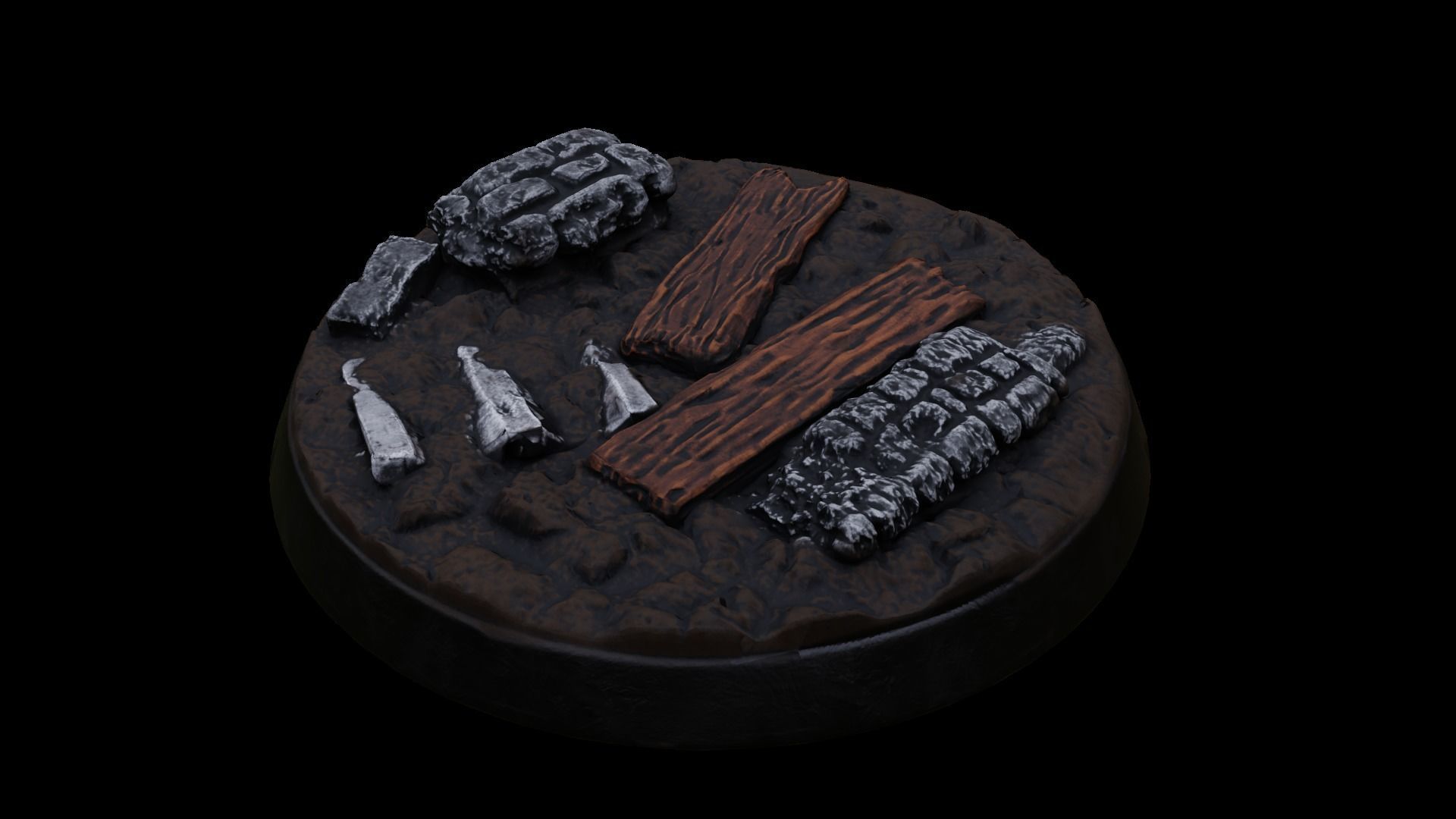 Rubble Ruins Miniature Bases 32mm 3D print model_13