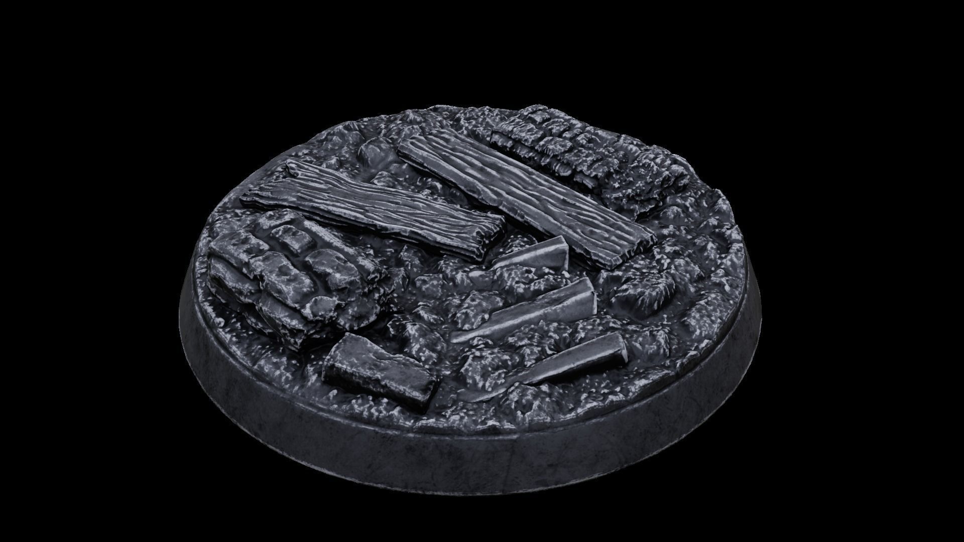 Rubble Ruins Miniature Bases 32mm 3D print model_14