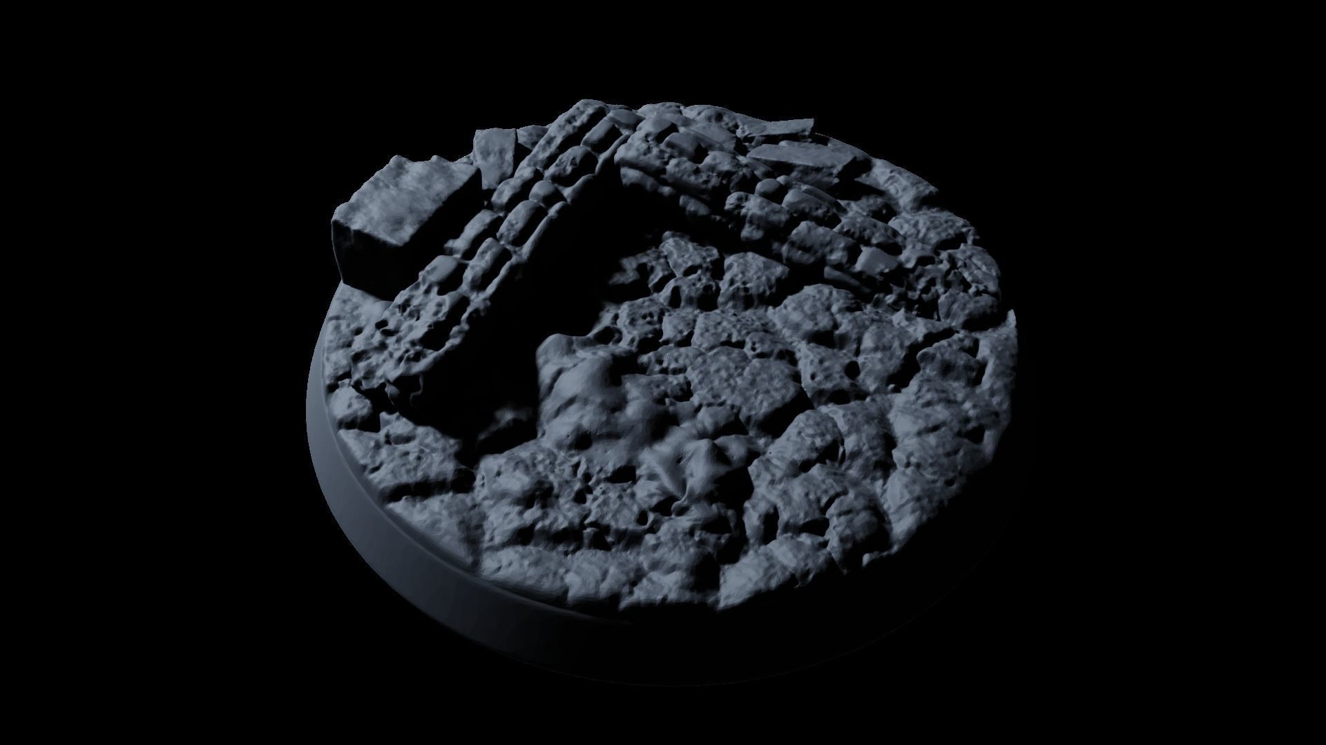 Rubble Ruins Miniature Bases 32mm 3D print model_22