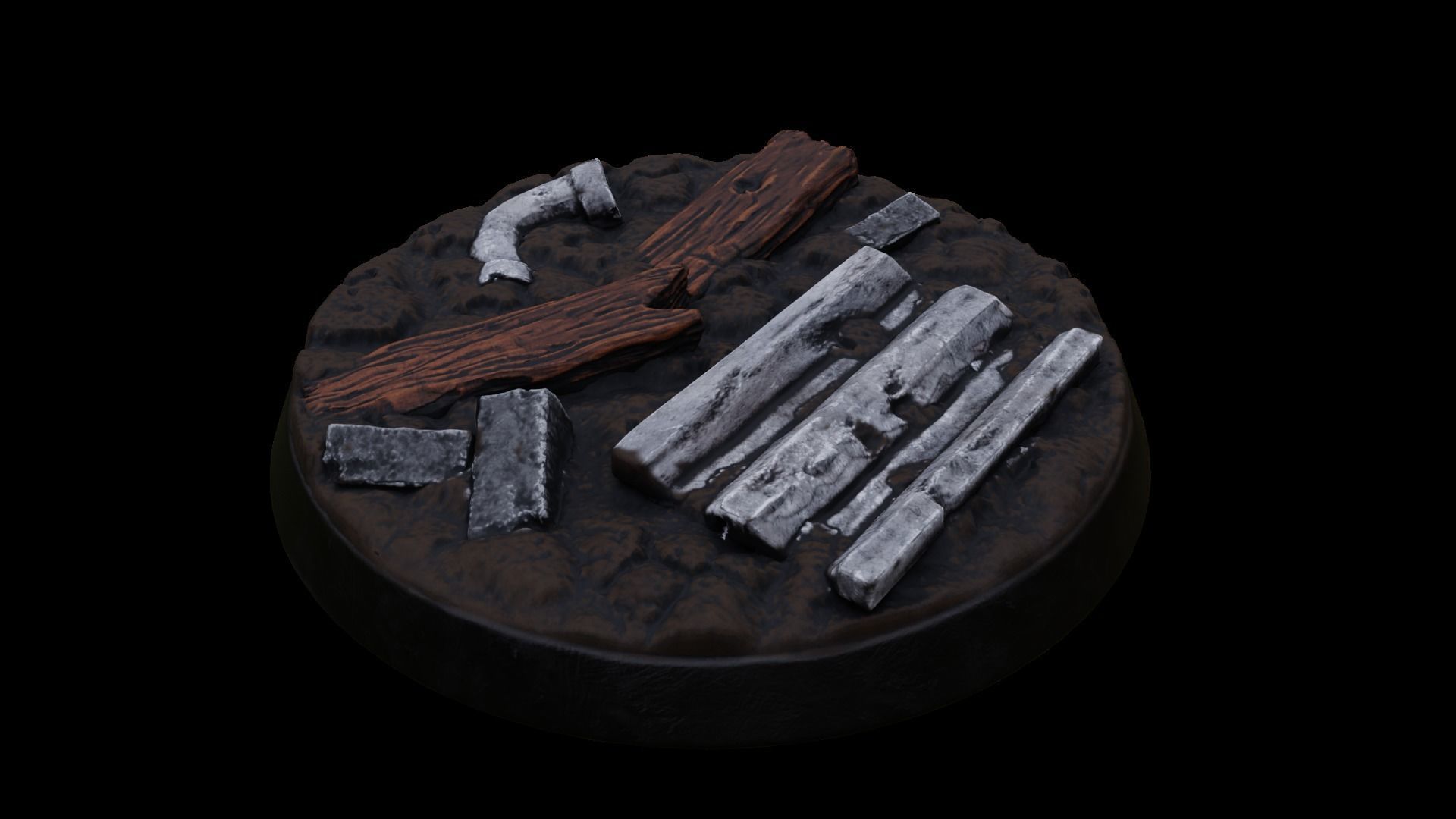 Rubble Ruins Miniature Bases 32mm 3D print model_9