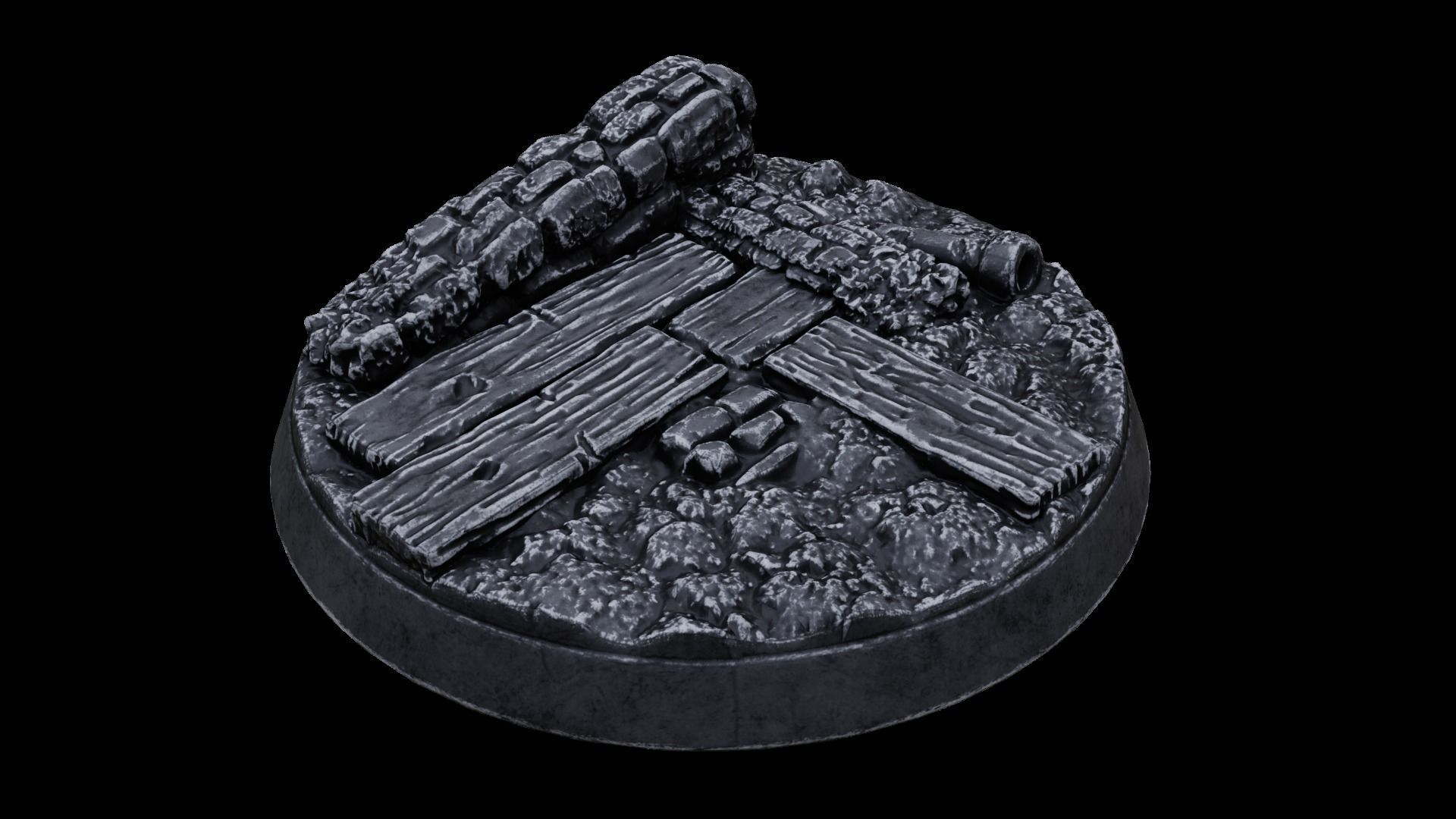 Rubble Ruins Miniature Bases 32mm 3D print model_6
