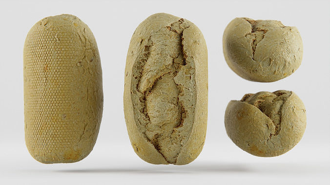 Wholegrain Bun Low-poly 3D model 3