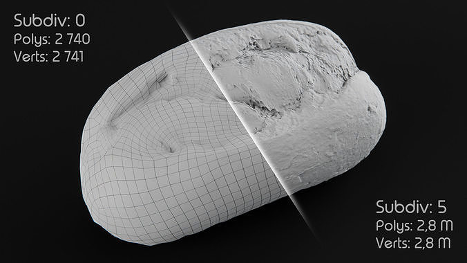 Wholegrain Bun Low-poly 3D model 2