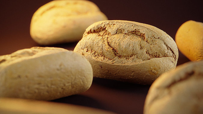 Wholegrain Bun Low-poly 3D model 6