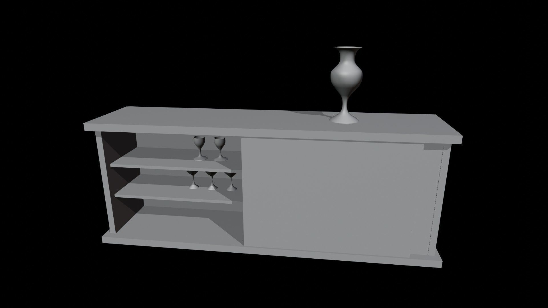 Bar Cabinet Glass Bottle Vase animated furnitur Low-poly 3D model_21